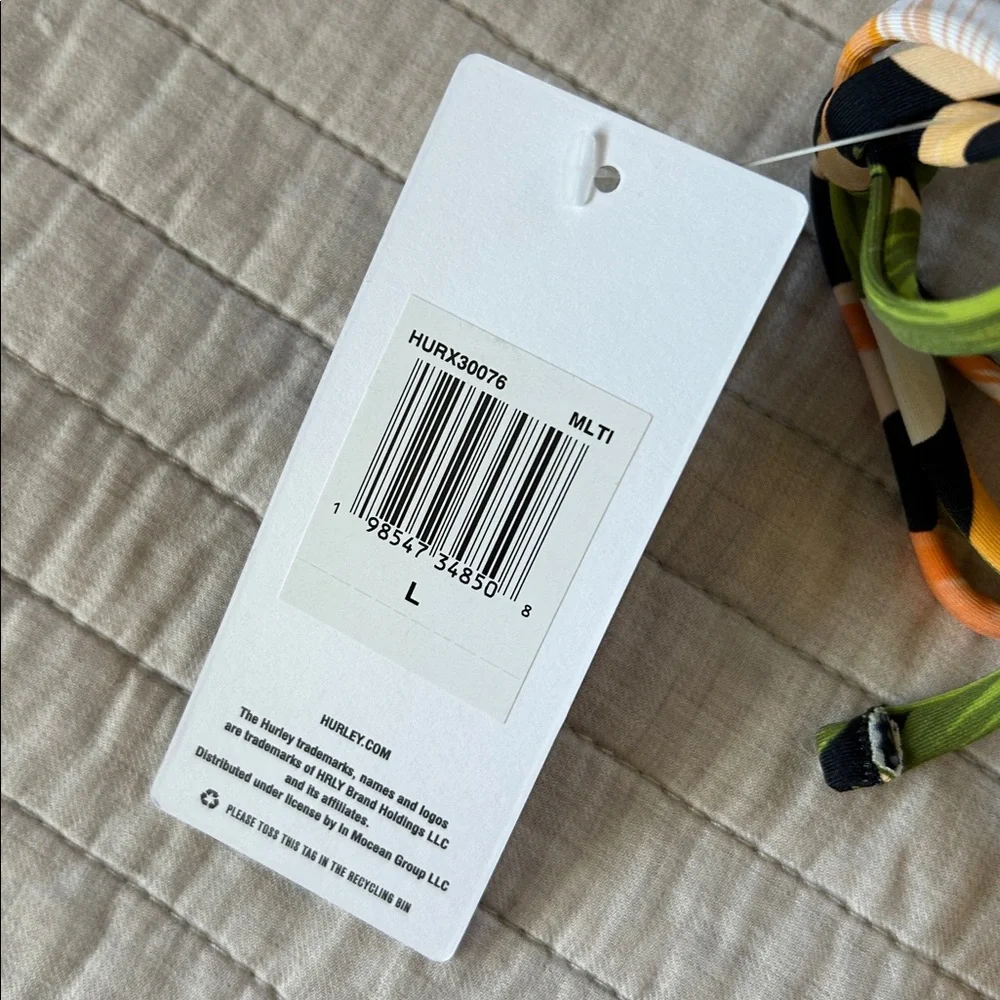 NWT Hurley black tropical floral triangle halter top tie side bikini set Large - Picture 6 of 10